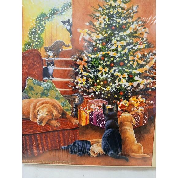 Chrissie Snelling Christmas Jigsaw Puzzle 500 pc Waiting for Morning Holiday Pet - Picture 2 of 10